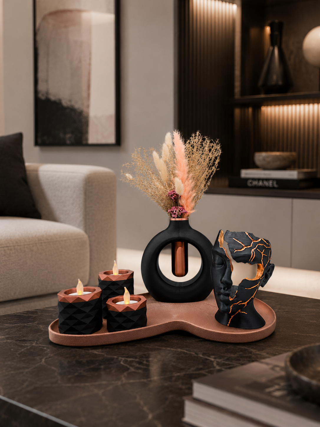 Luxe Complete Woondecoratie Set — Broken Face - koper