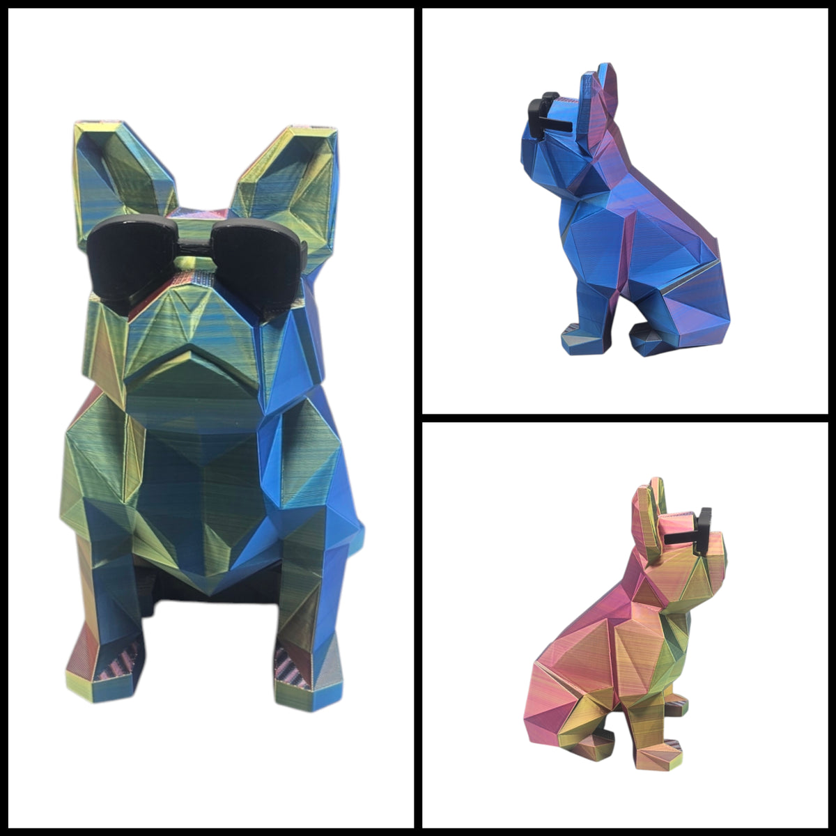 3D Geprinte Bulldog met Zonnebril - Unieke Kleuren & 2 Maten