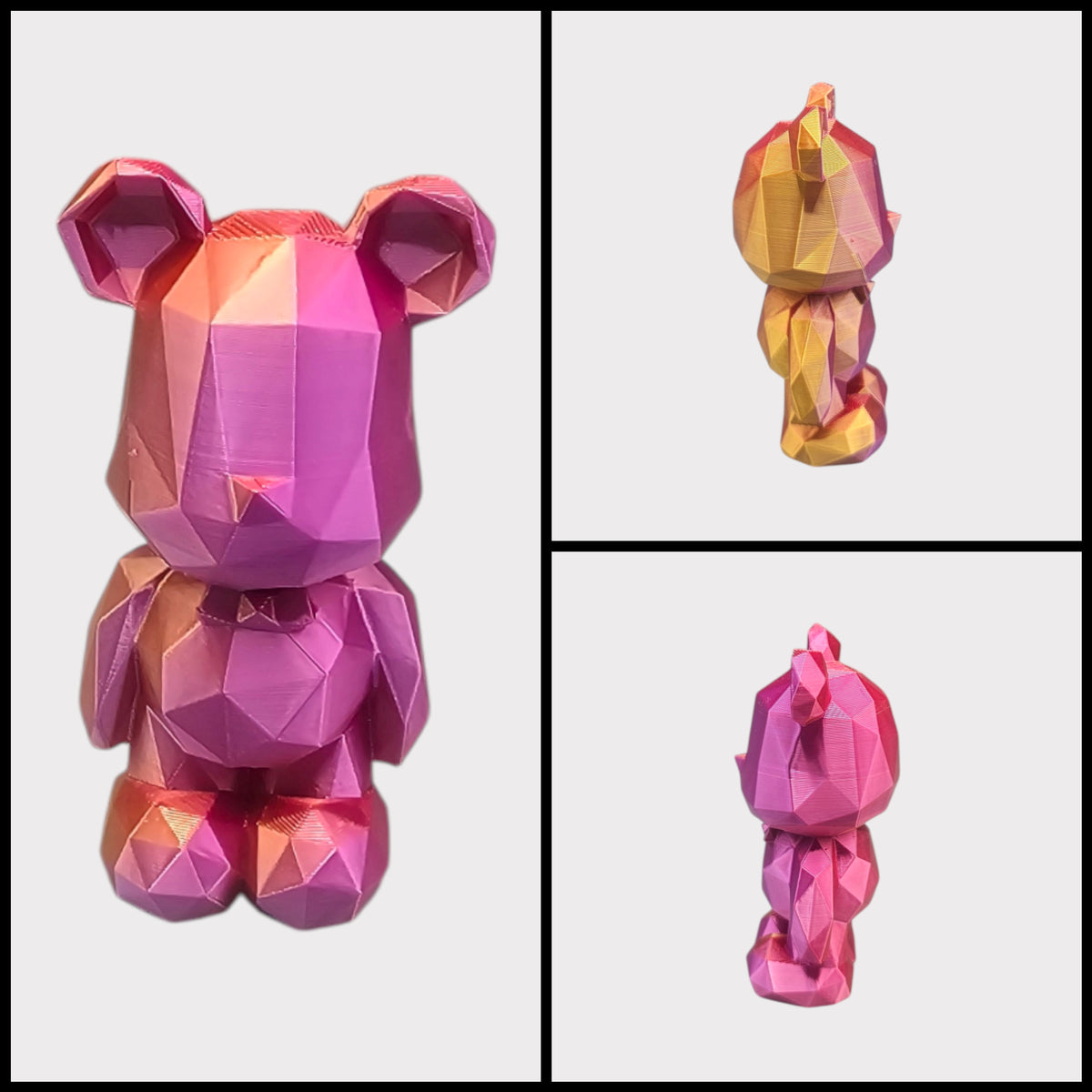 3D Geometrisch Beertje | Kleurrijke Mini Decoratie van Meerkleurig Filament