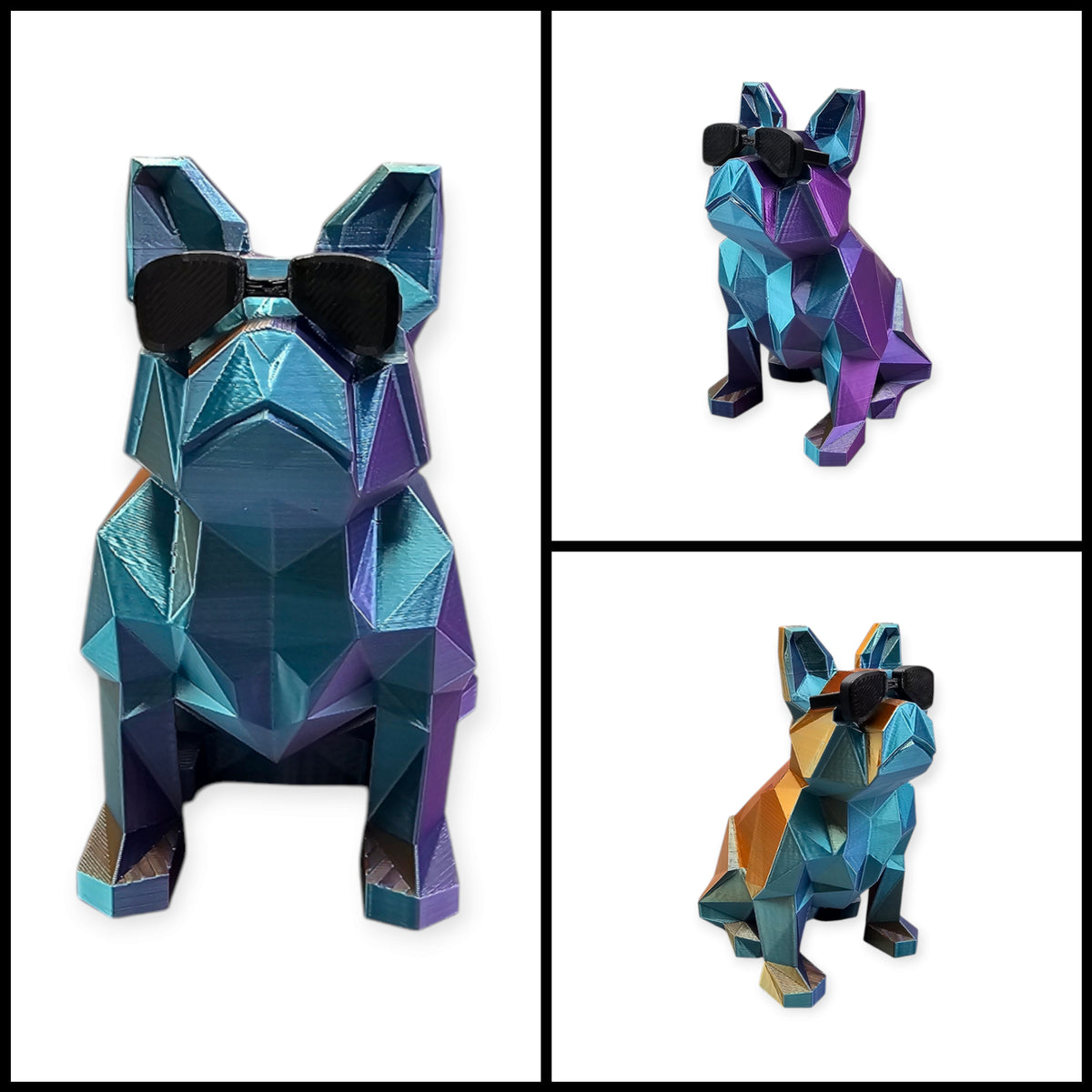 3D Geprinte Bulldog met Zonnebril - Unieke Kleuren & 2 Maten