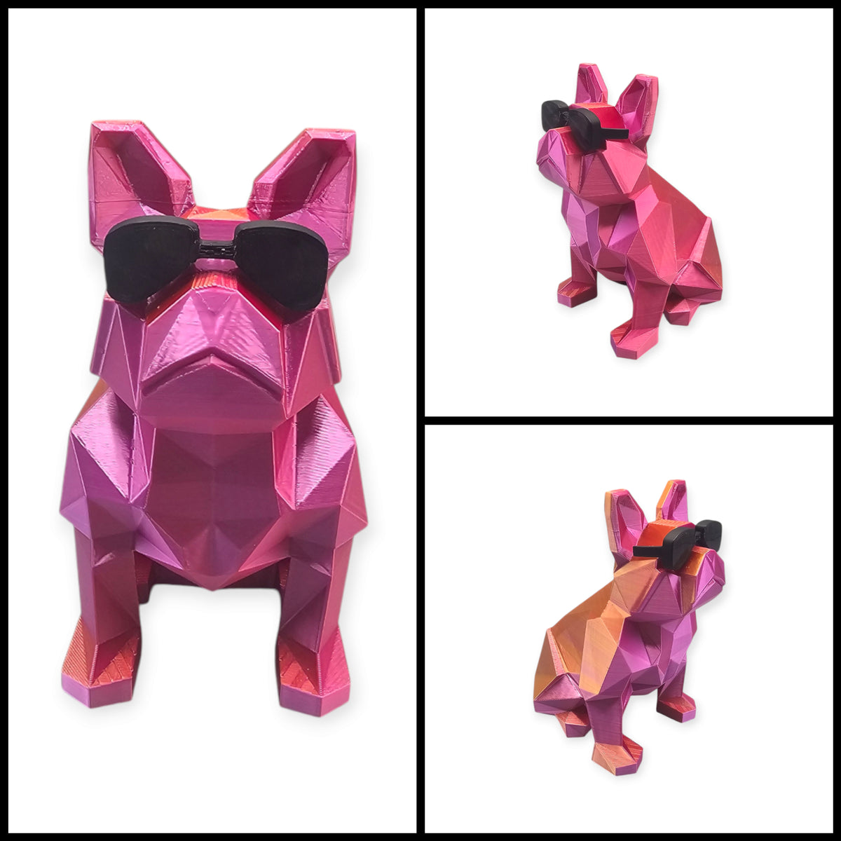 3D Geprinte Bulldog met Zonnebril - Unieke Kleuren & 2 Maten