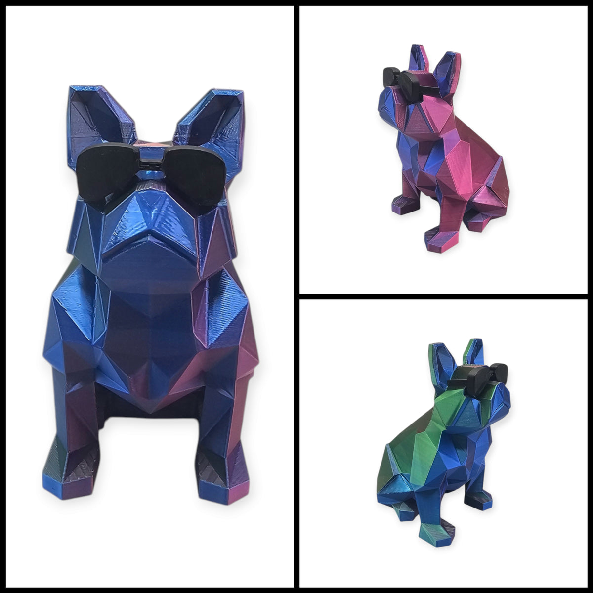 3D Geprinte Bulldog met Zonnebril - Unieke Kleuren & 2 Maten