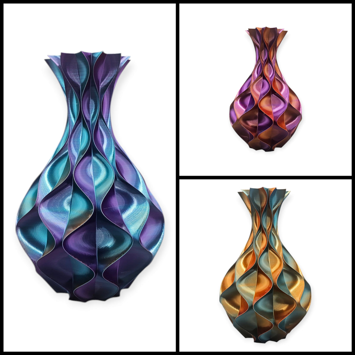 Wave Elegance - 3D geprinte Design vaas - 3 maten