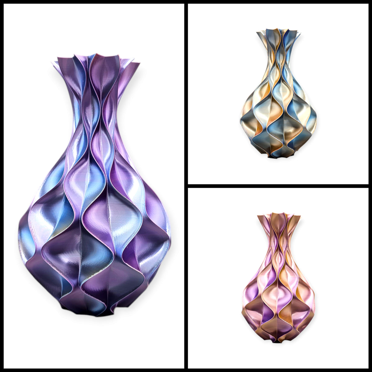 Wave Elegance - 3D geprinte Design vaas - 3 maten