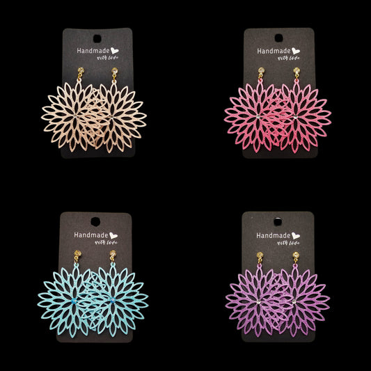 Grote bloem oorbel - diverse kleuren