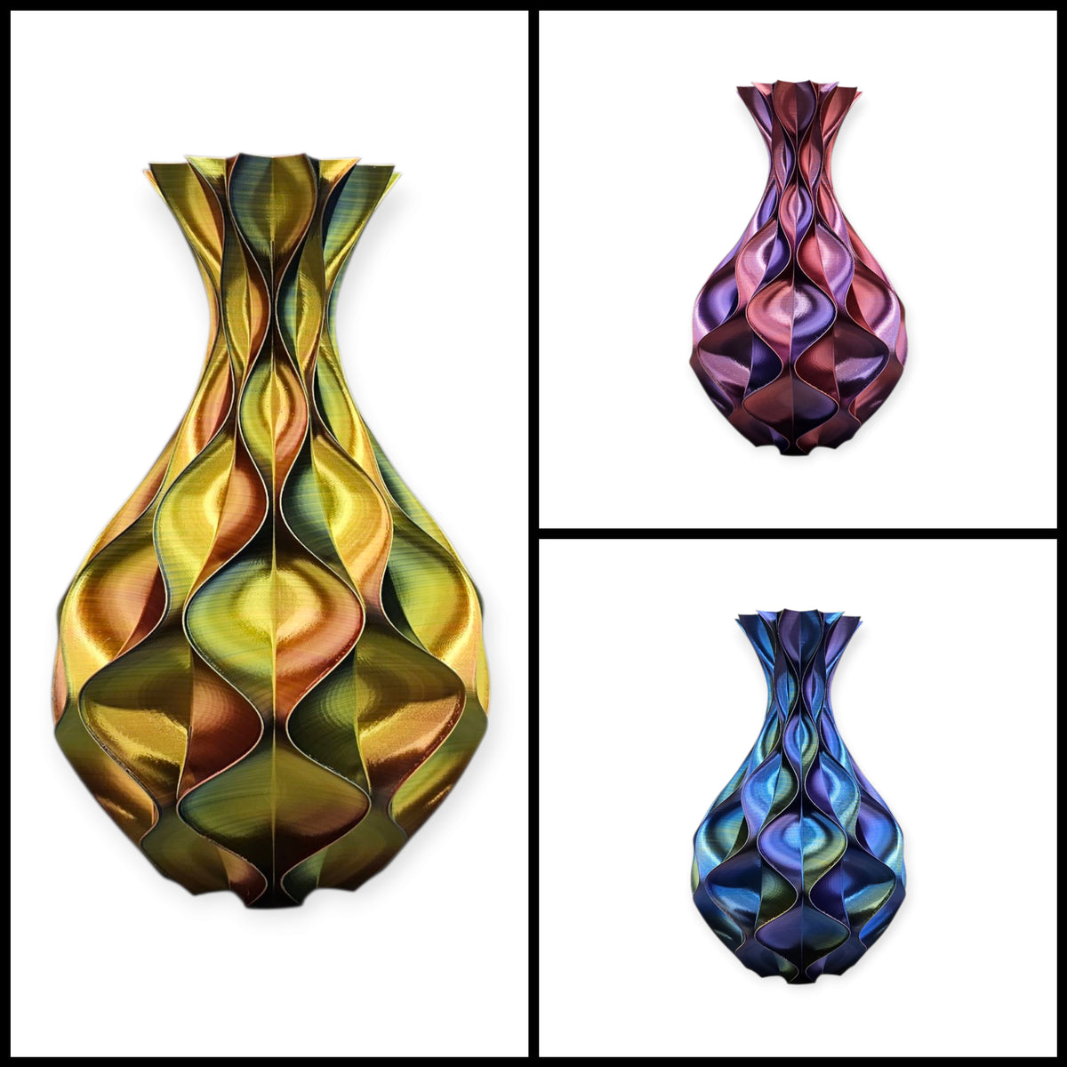 Wave Elegance - 3D geprinte Design vaas - 3 maten