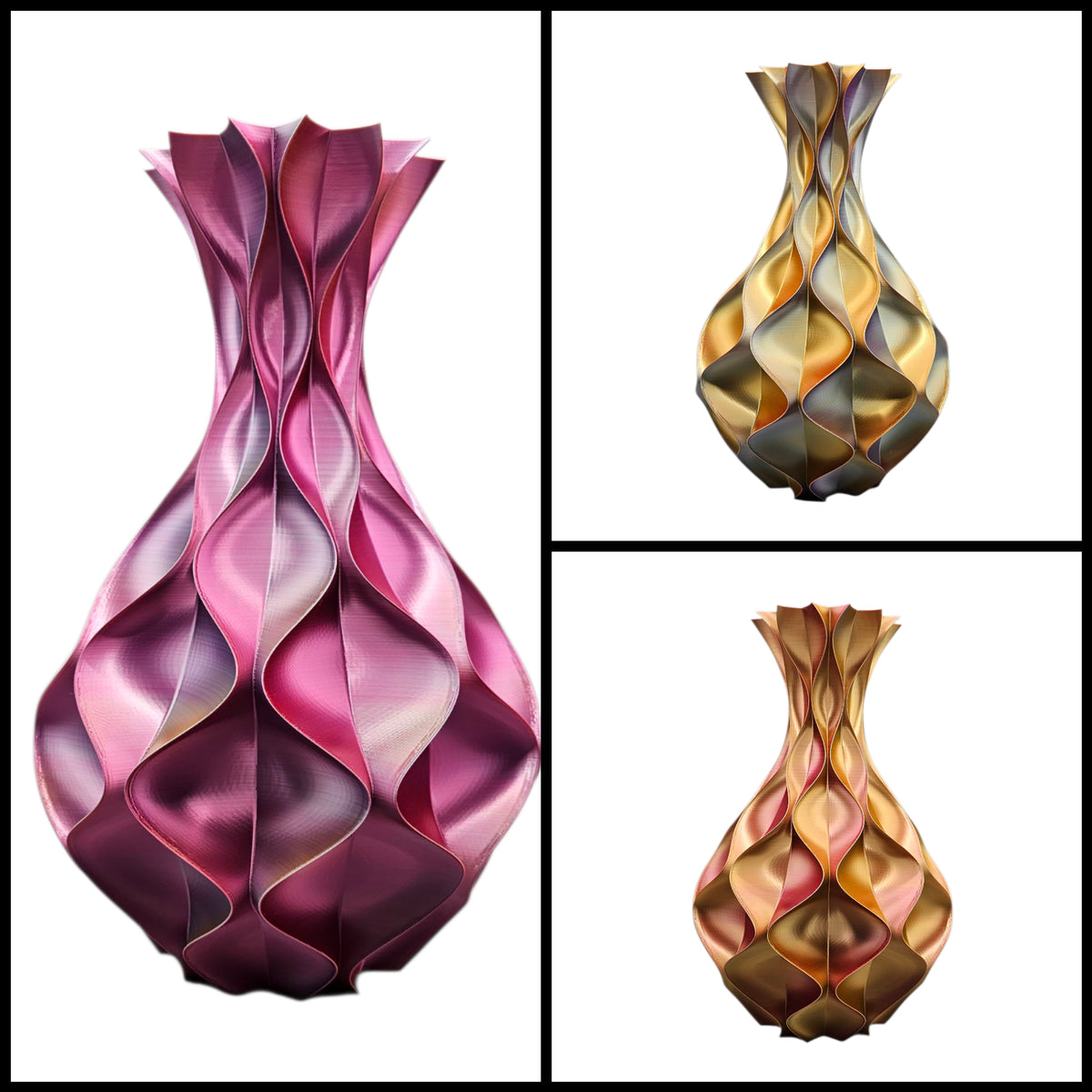 Wave Elegance - 3D geprinte Design vaas - 3 maten