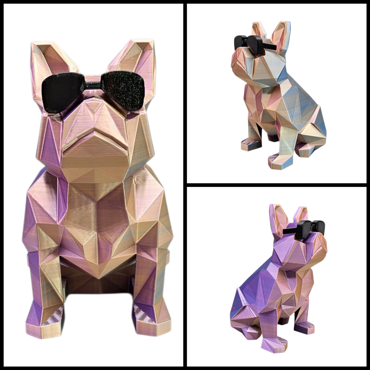 3D Geprinte Bulldog met Zonnebril - Unieke Kleuren & 2 Maten