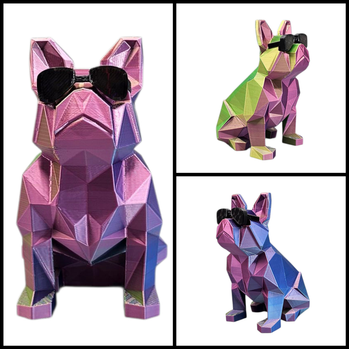 3D Geprinte Bulldog met Zonnebril - Unieke Kleuren & 2 Maten