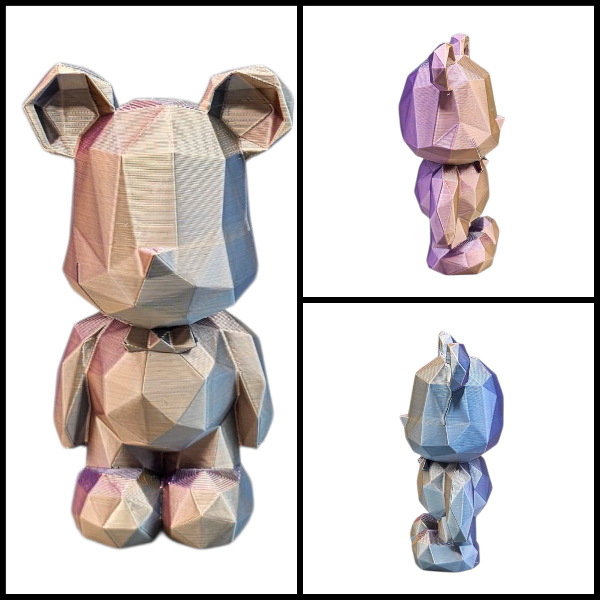 3D Geometrisch Beertje | Kleurrijke Mini Decoratie van Meerkleurig Filament