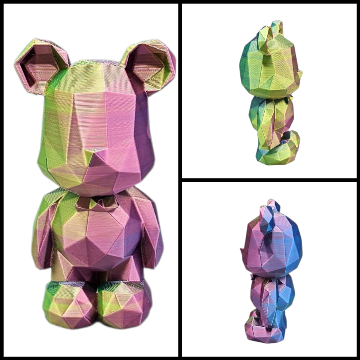 3D Geometrisch Beertje | Kleurrijke Mini Decoratie van Meerkleurig Filament