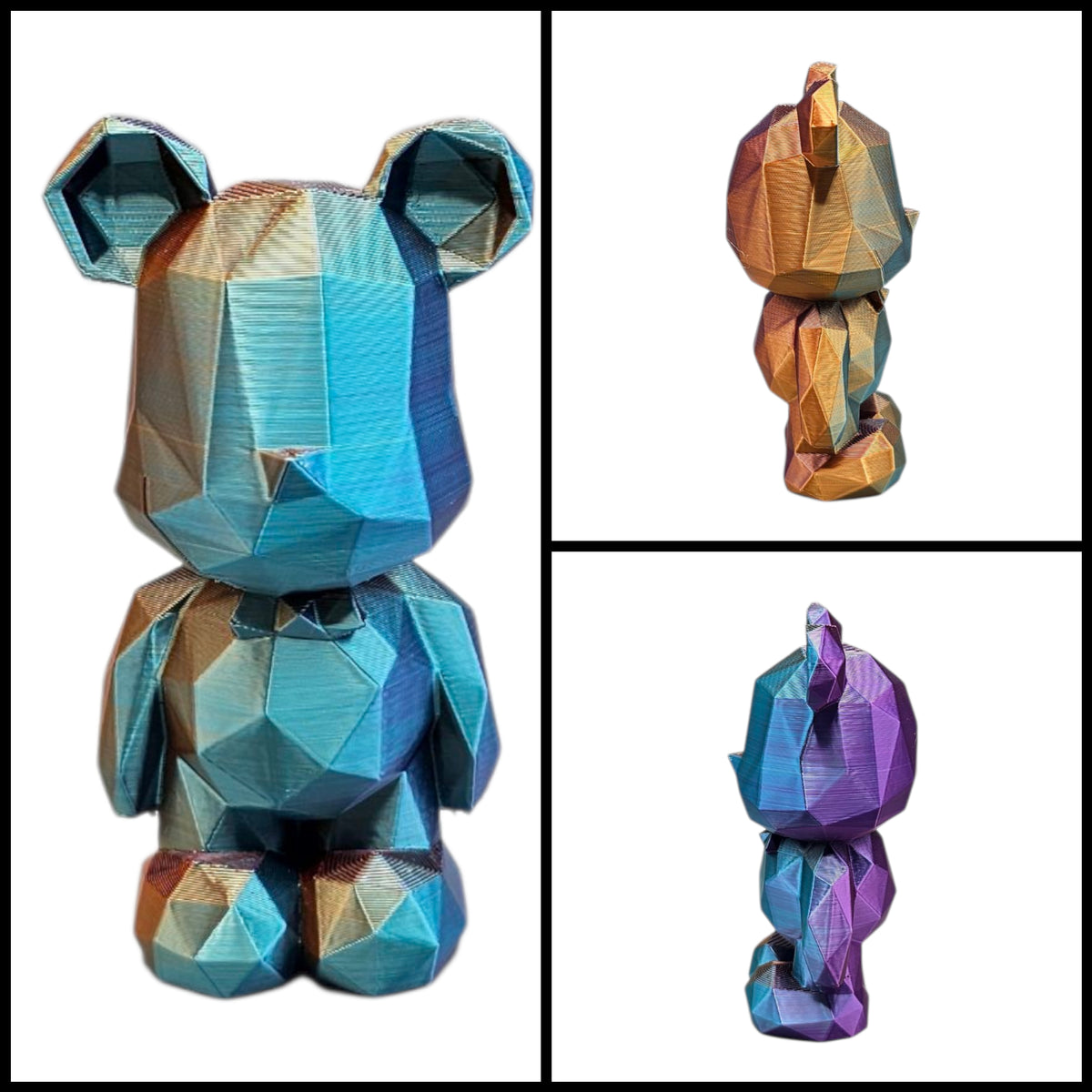 3D Geometrisch Beertje | Kleurrijke Mini Decoratie van Meerkleurig Filament