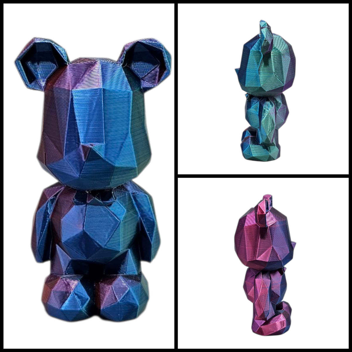 3D Geometrisch Beertje | Kleurrijke Mini Decoratie van Meerkleurig Filament