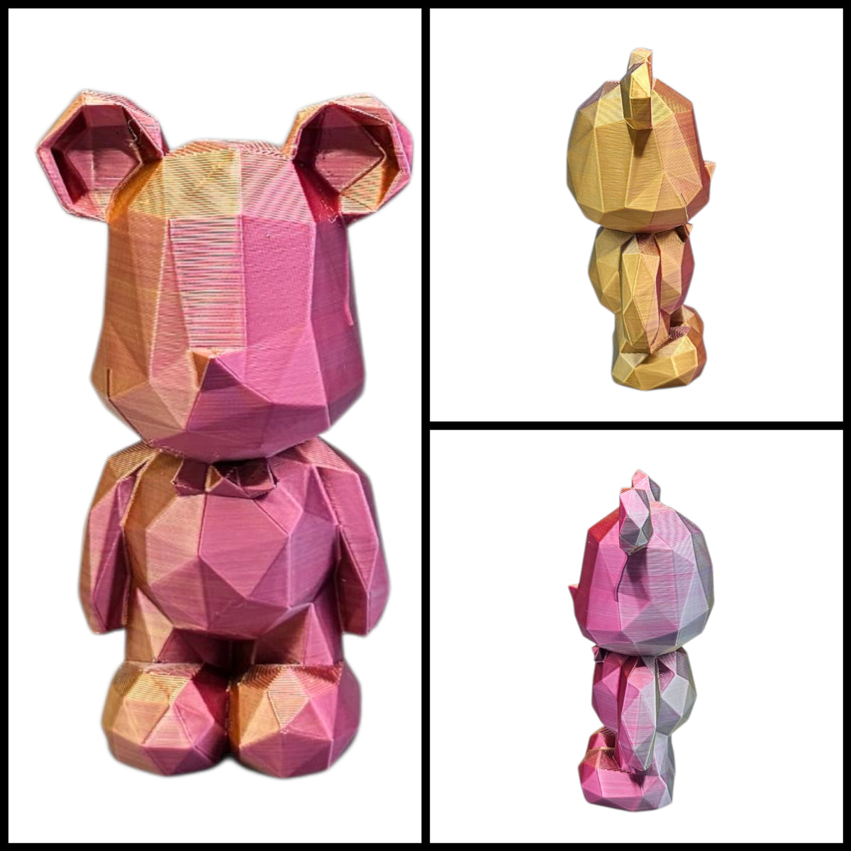 3D Geometrisch Beertje | Kleurrijke Mini Decoratie van Meerkleurig Filament