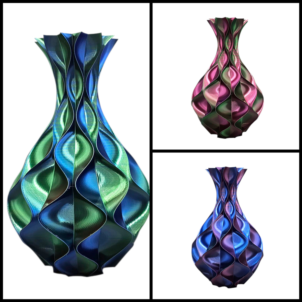 Wave Elegance - 3D geprinte Design vaas - 3 maten