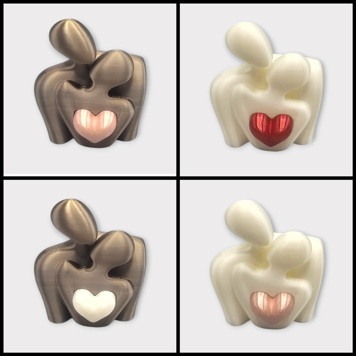 Liefdesbeeldje met Verwisselbaar Hart 3D Geprinte Decoratie met Hartje 3 kleuren