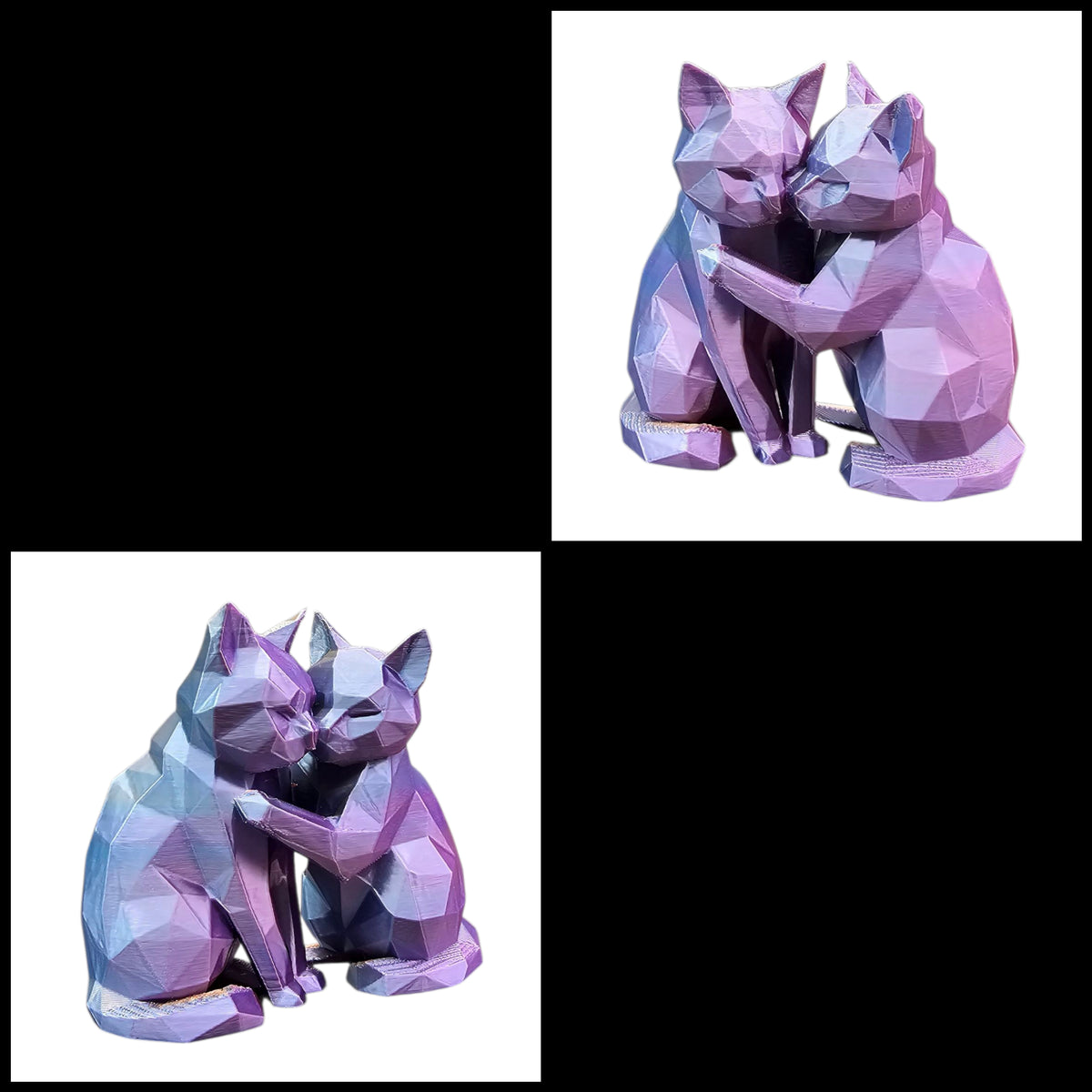 Geometrisch Poezenkoppel | 3D Geprint Kattenbeeldje in Meerkleurig Filament