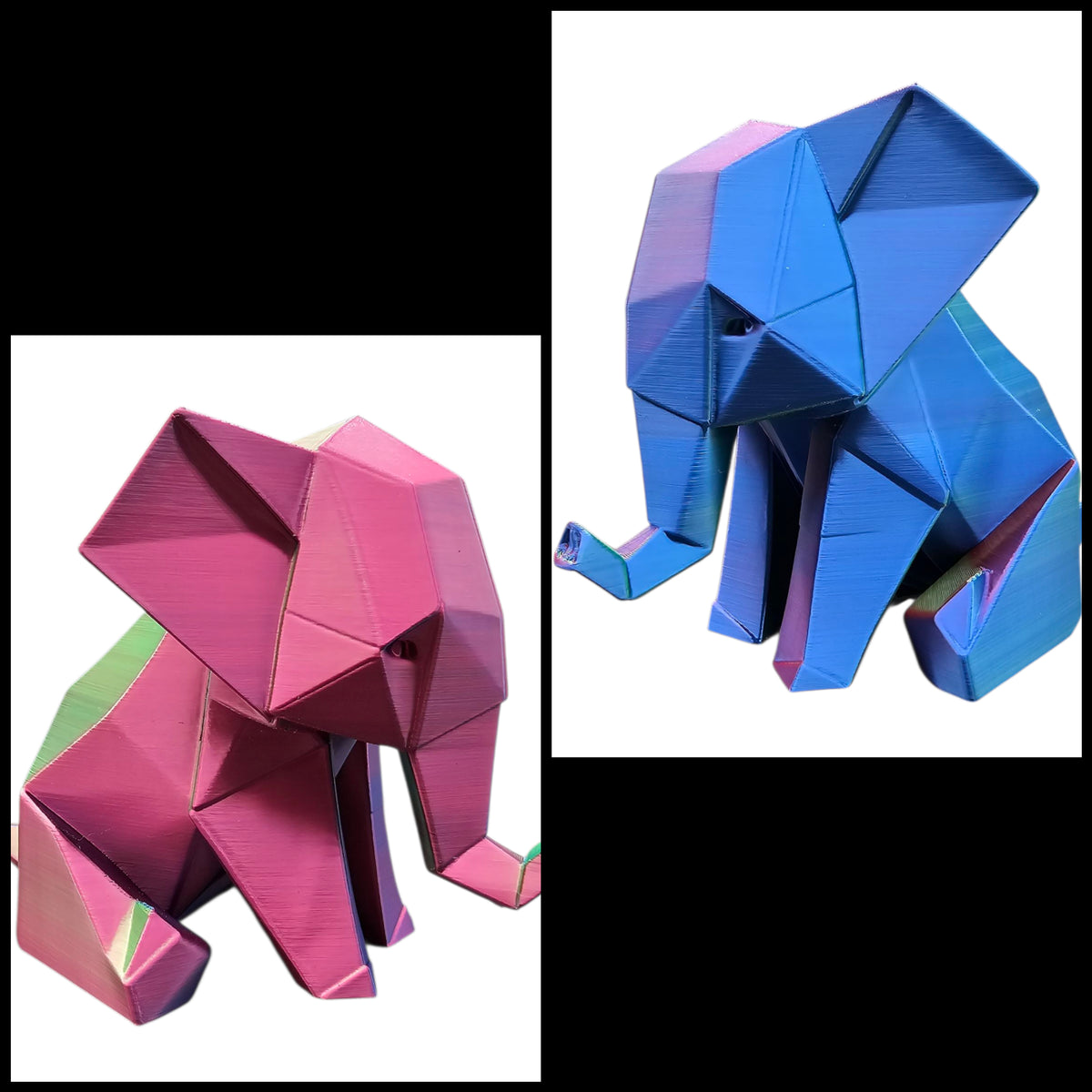 Geometrische Olifant - 3D Geprint Olifantje Meerkleurig  in 3 Maten