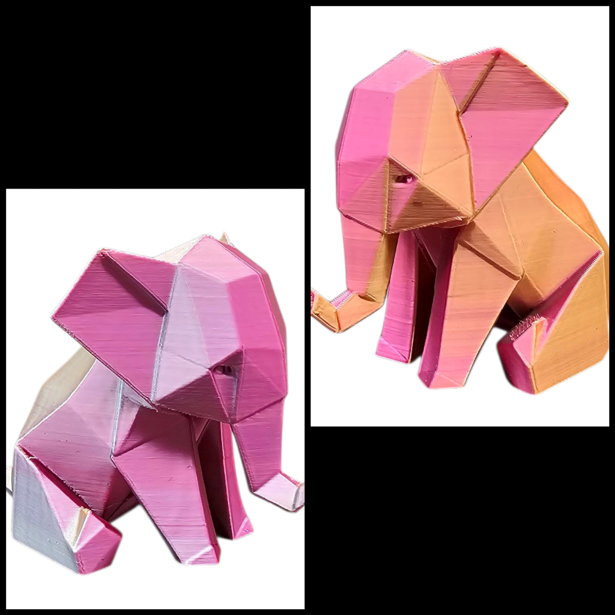 Geometrische Olifant - 3D Geprint Olifantje Meerkleurig  in 3 Maten
