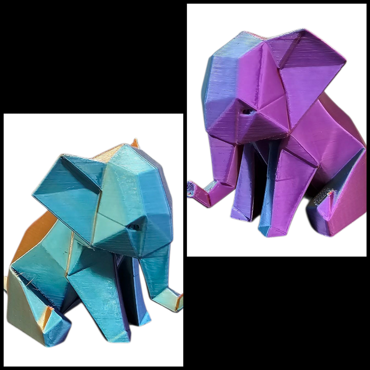 Geometrische Olifant - 3D Geprint Olifantje Meerkleurig  in 3 Maten