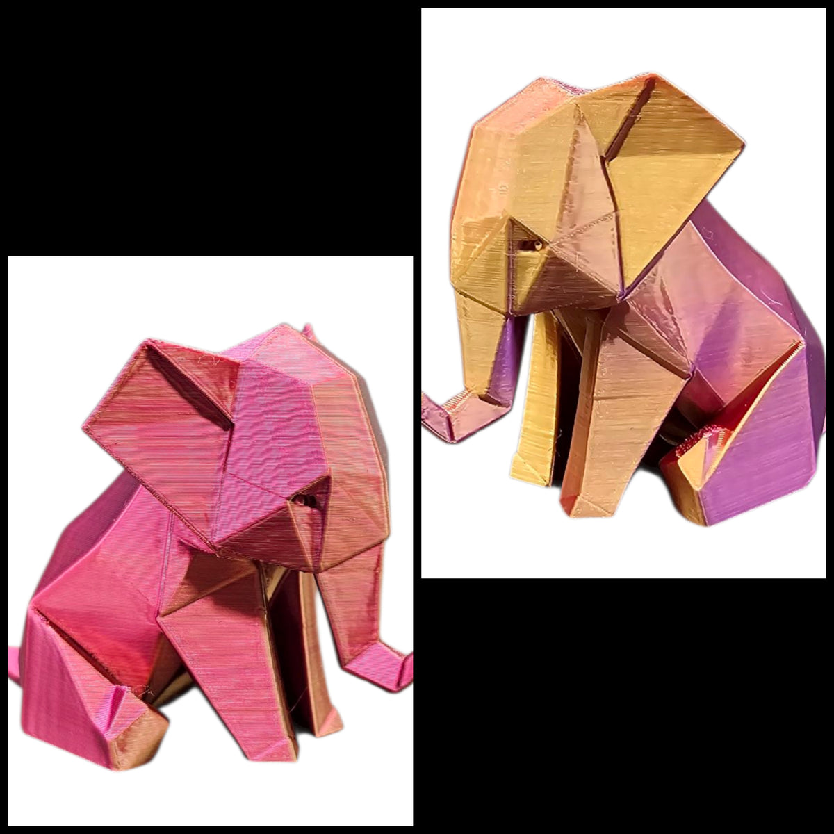 Geometrische Olifant - 3D Geprint Olifantje Meerkleurig  in 3 Maten
