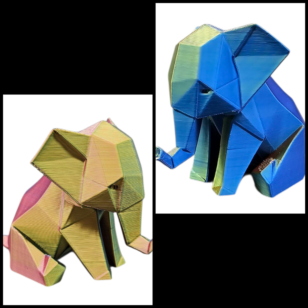 Geometrische Olifant - 3D Geprint Olifantje Meerkleurig  in 3 Maten