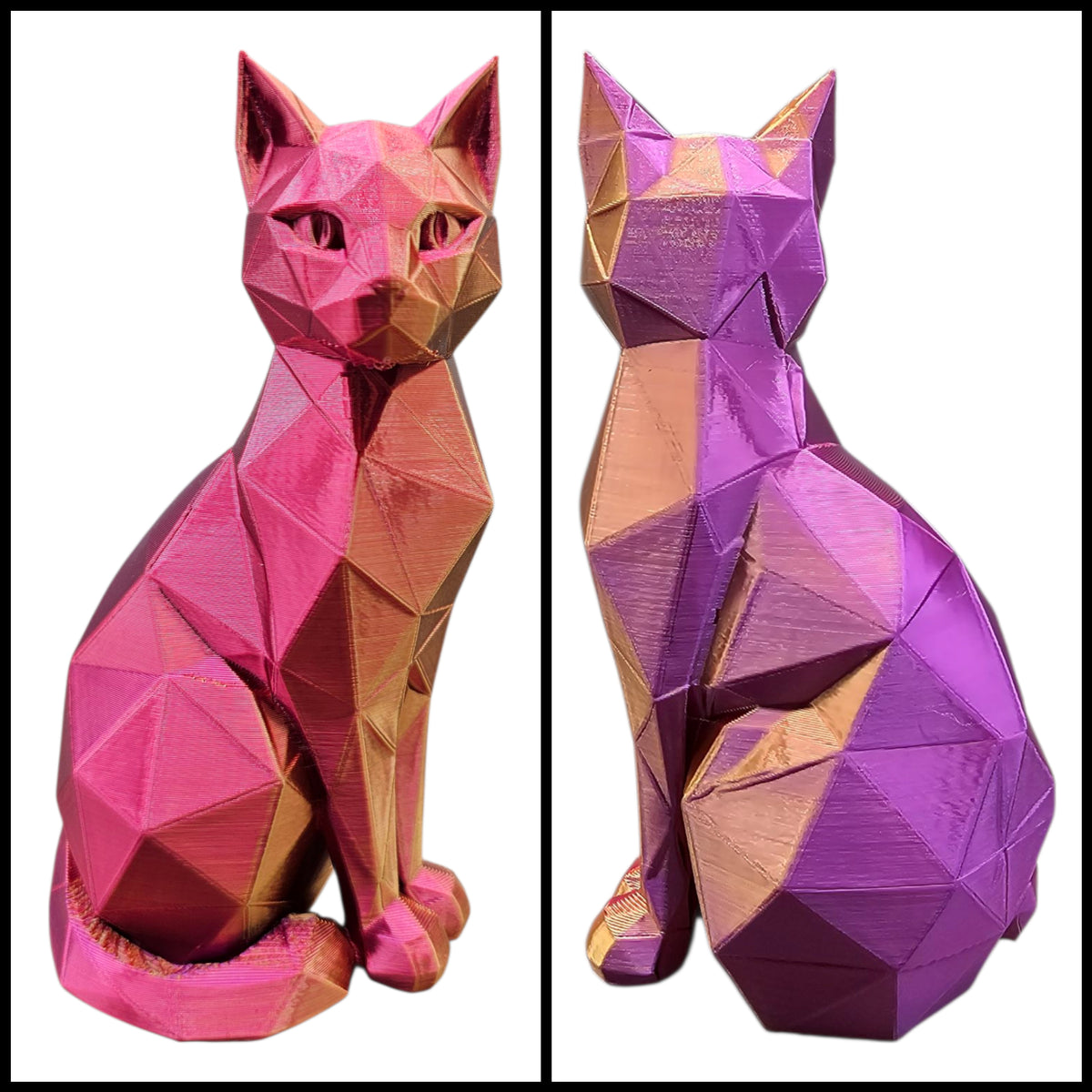 Geometrisch Poezenbeeldje | 3D Geprinte Kat in Meerkleurig Filament