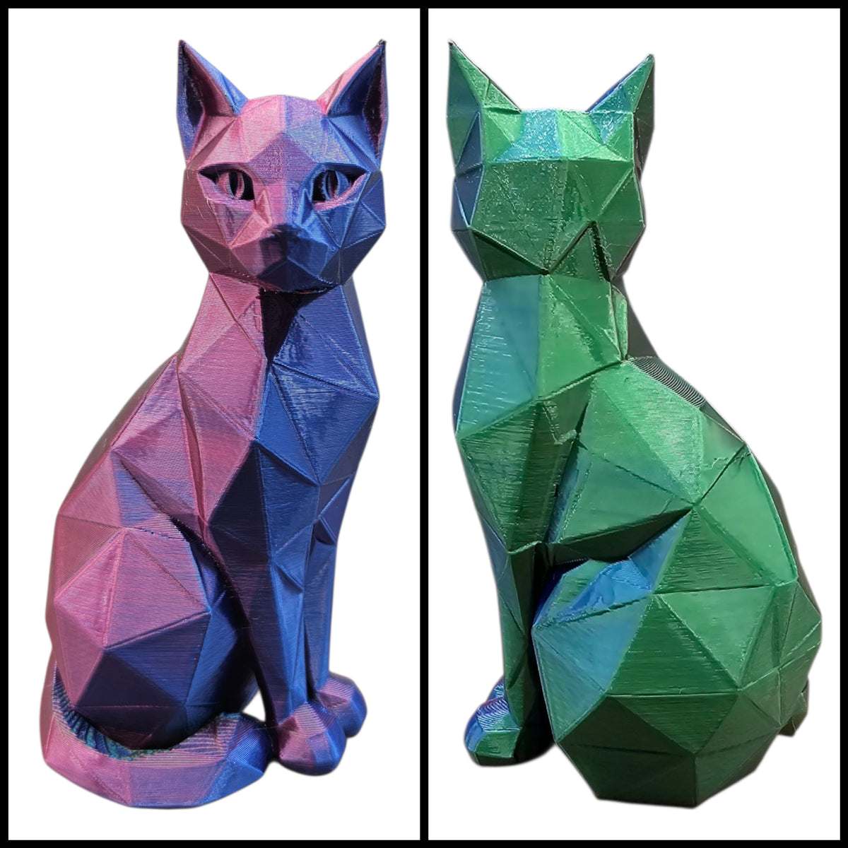 Geometrisch Poezenbeeldje | 3D Geprinte Kat in Meerkleurig Filament